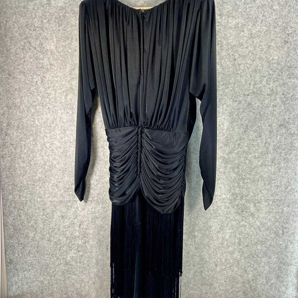 VTG Tadashi 80s Cocktail Dress Long Sleeve Fringe… - image 10