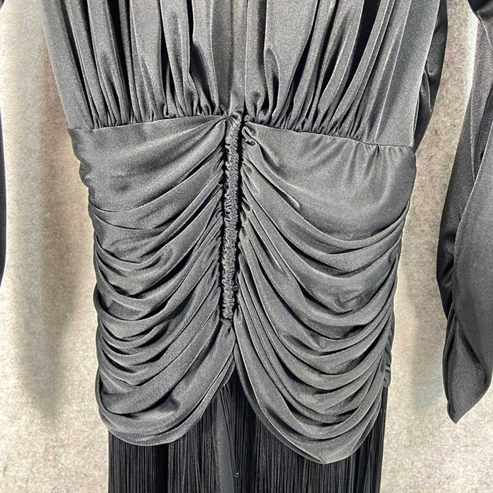 VTG Tadashi 80s Cocktail Dress Long Sleeve Fringe… - image 12