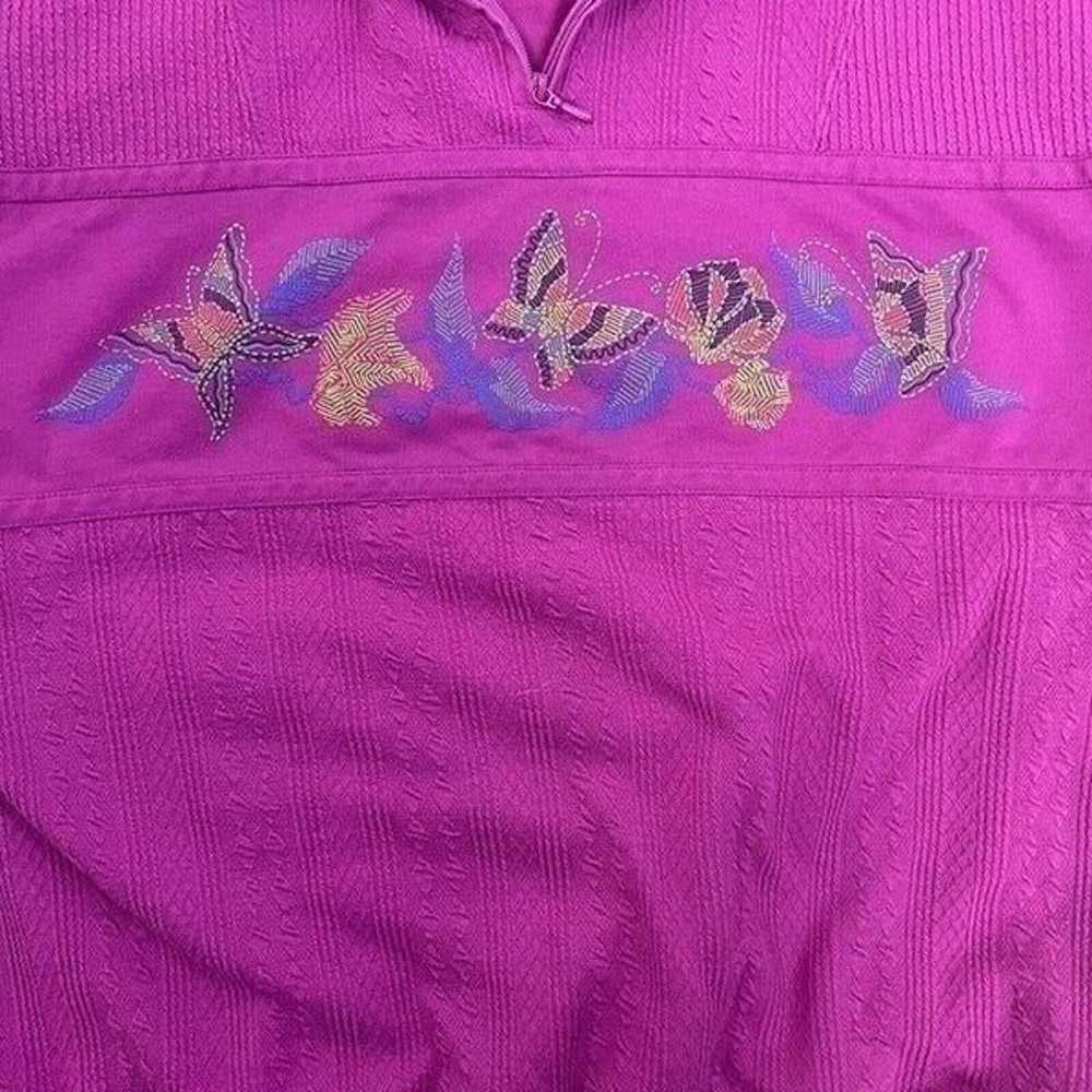 Blast Vintage 90s Fuchsia Pink Butterfly Print Sw… - image 10