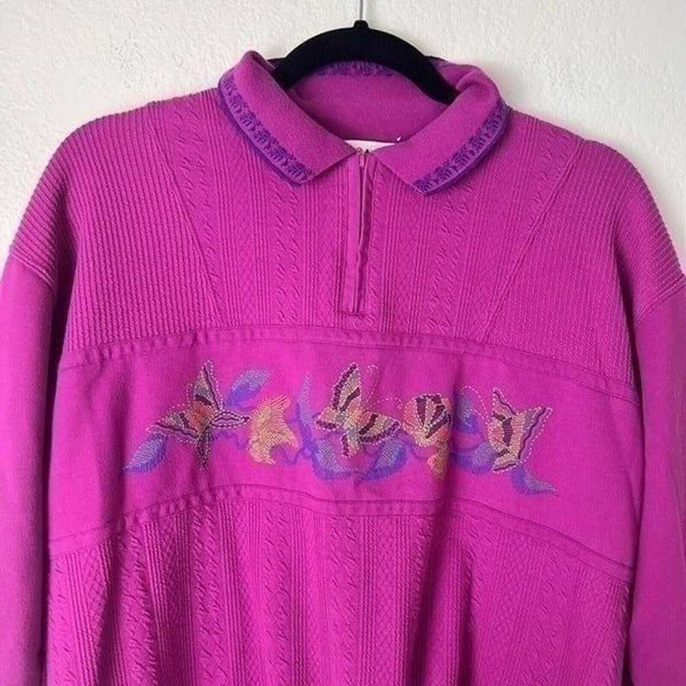 Blast Vintage 90s Fuchsia Pink Butterfly Print Sw… - image 3