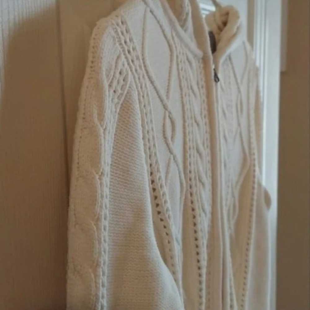 Liz Claiborne Cotton Cable Knit Zipped Hooded Swe… - image 6