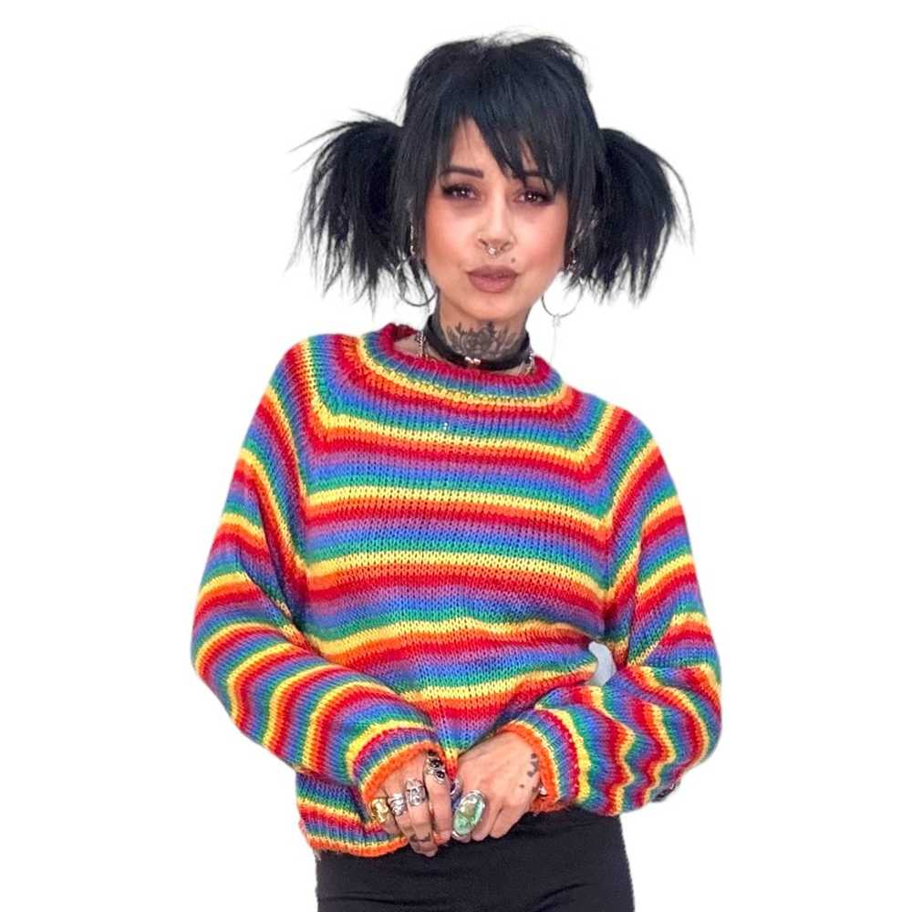 knit rainbow sweater - image 1