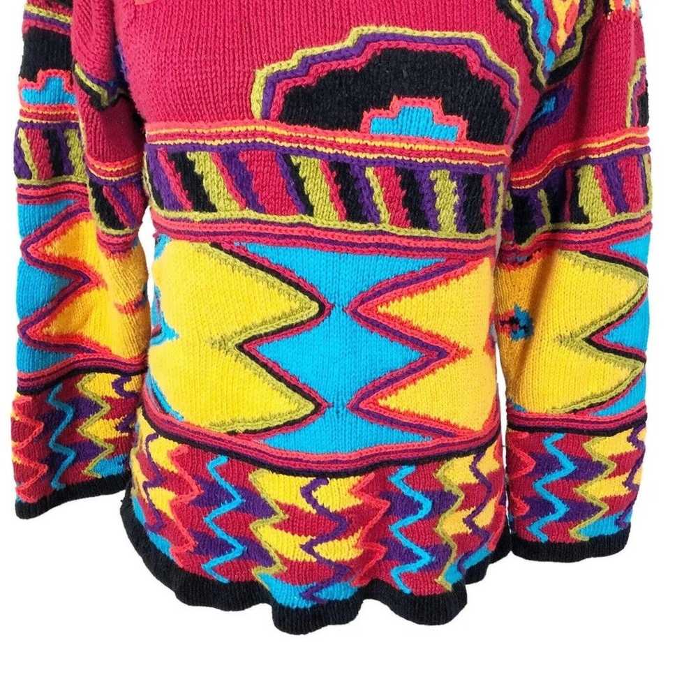 VTG 3D Bright Textured Sweater Zig Zag  Colorful … - image 2