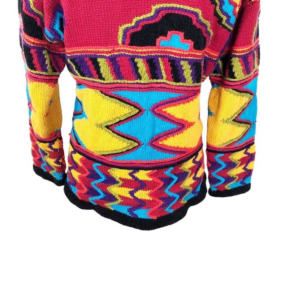 VTG 3D Bright Textured Sweater Zig Zag  Colorful … - image 5