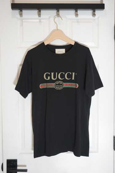 Gucci Gucci - Black Oversize T-shirt with Gucci lo