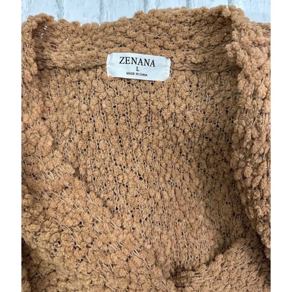 Unbrnd ZENANA Camel Open Front Popcorn Knit Cardi… - image 2