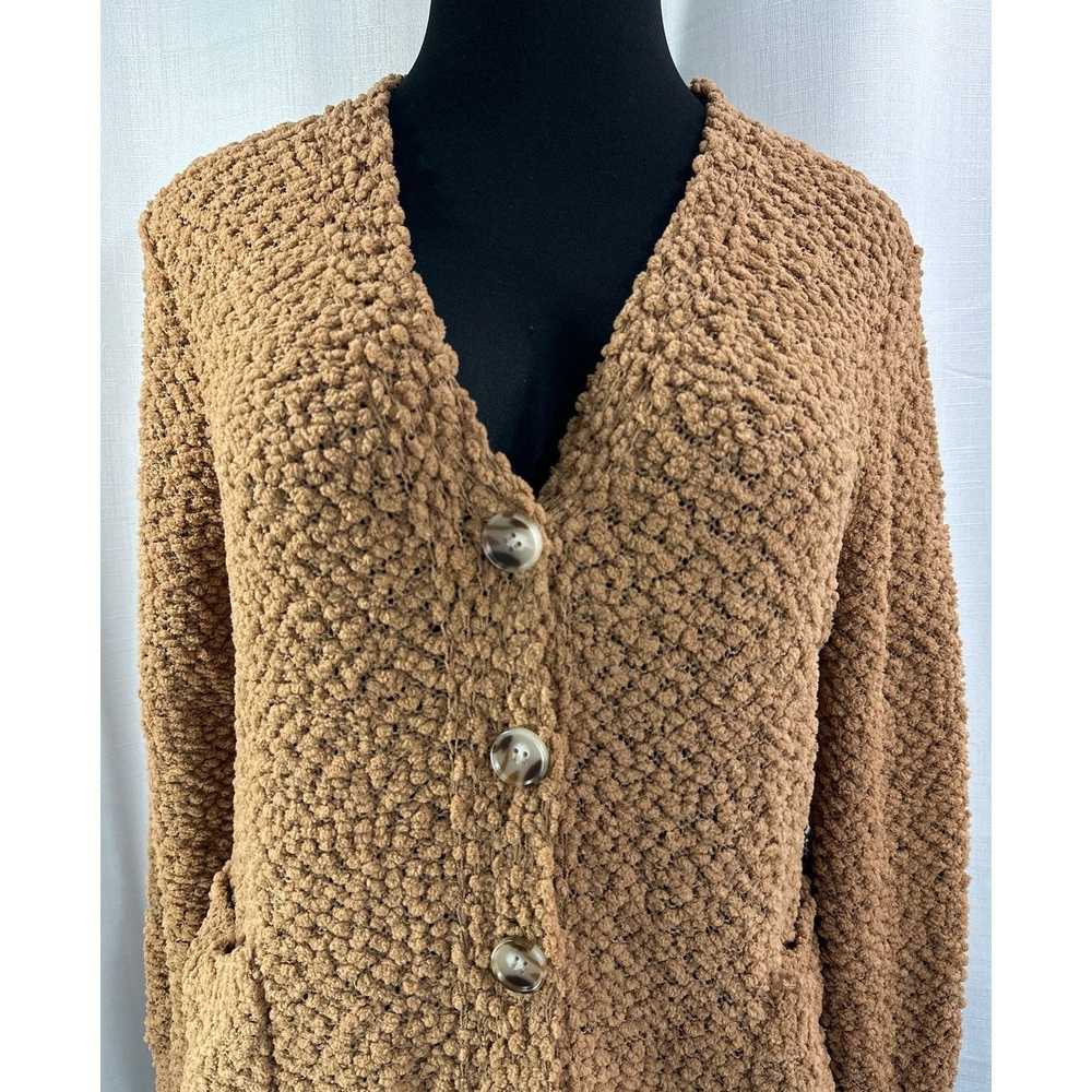 Unbrnd ZENANA Camel Open Front Popcorn Knit Cardi… - image 3