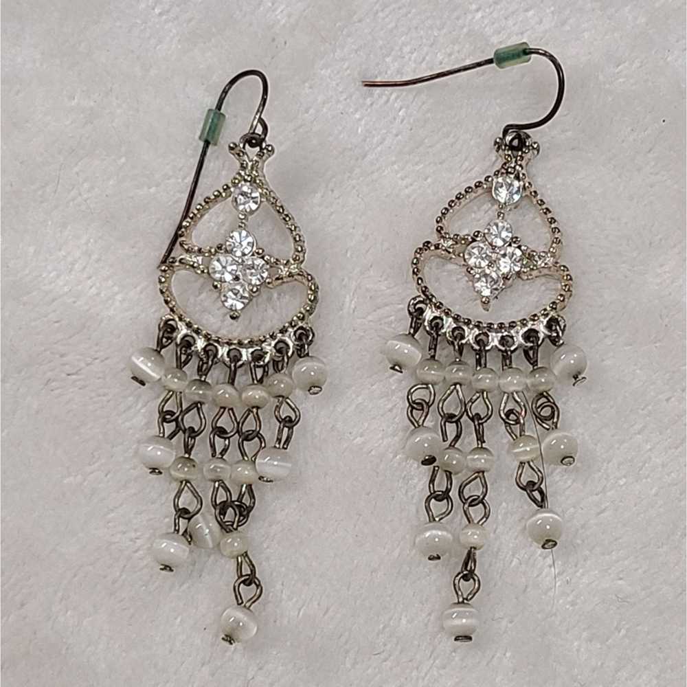 Vintage Vintage Silver Tone Chandelier Earrings - image 1