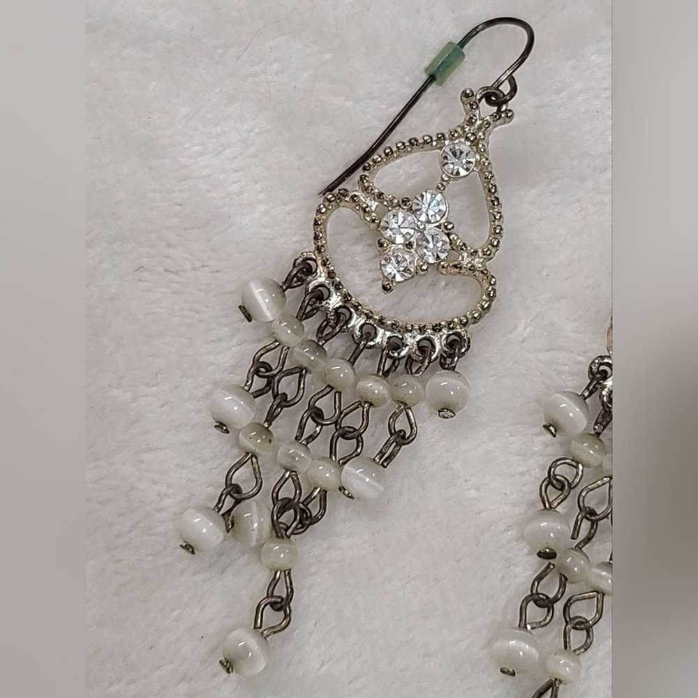 Vintage Vintage Silver Tone Chandelier Earrings - image 2