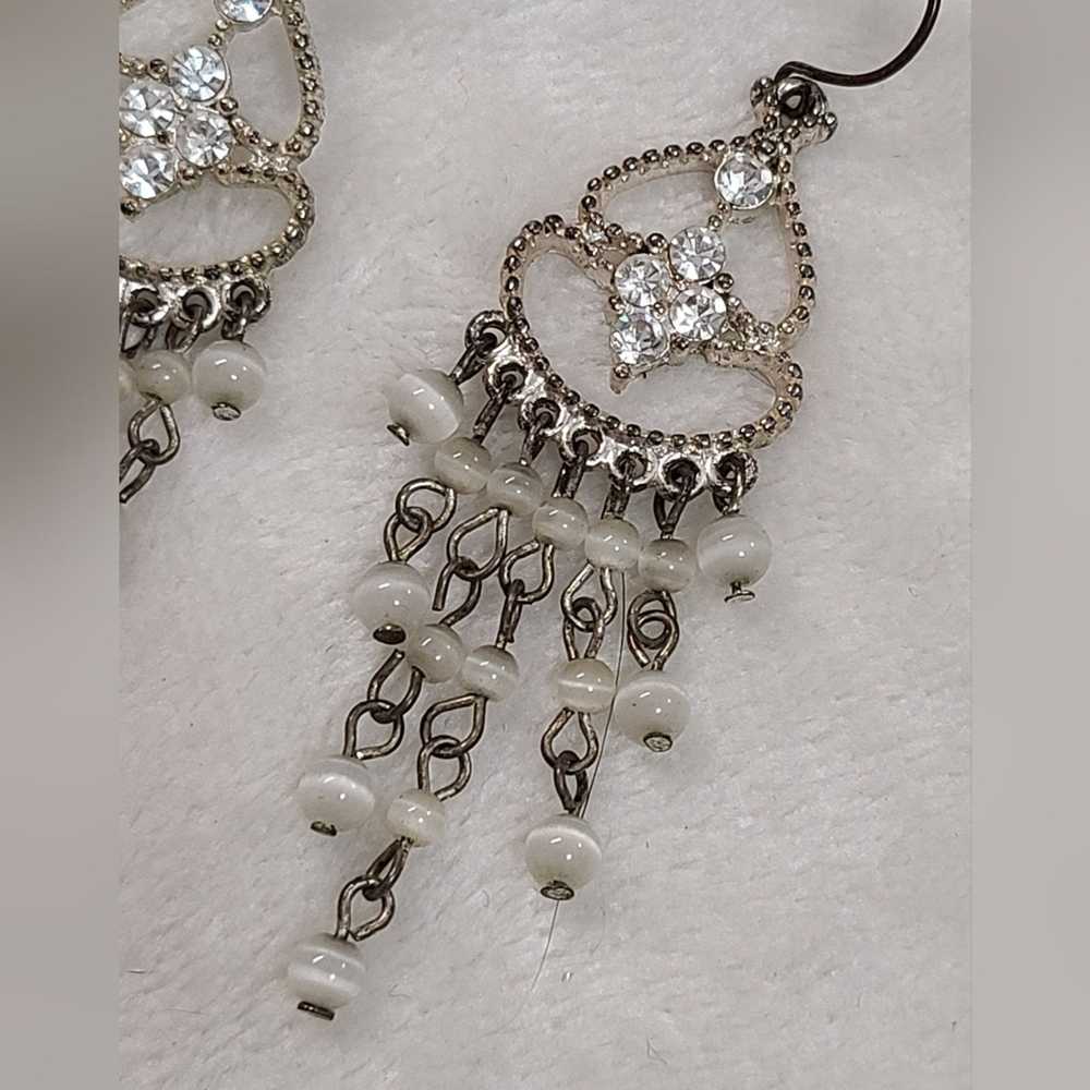 Vintage Vintage Silver Tone Chandelier Earrings - image 3