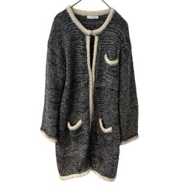 Index  Ladies Long Knit Cardigan White Grey - image 1