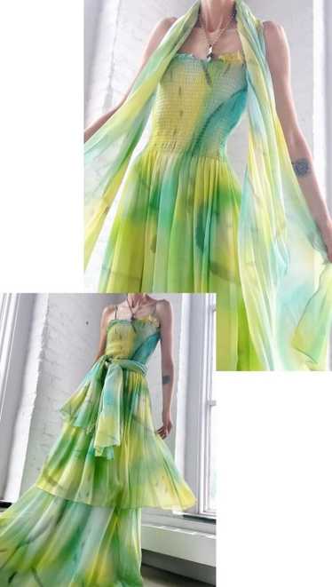 70s chiffon tiered dress