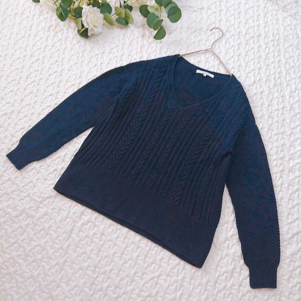 《UNTITLED》Untitled (2) Navy V-neck Knit Pullover - image 1