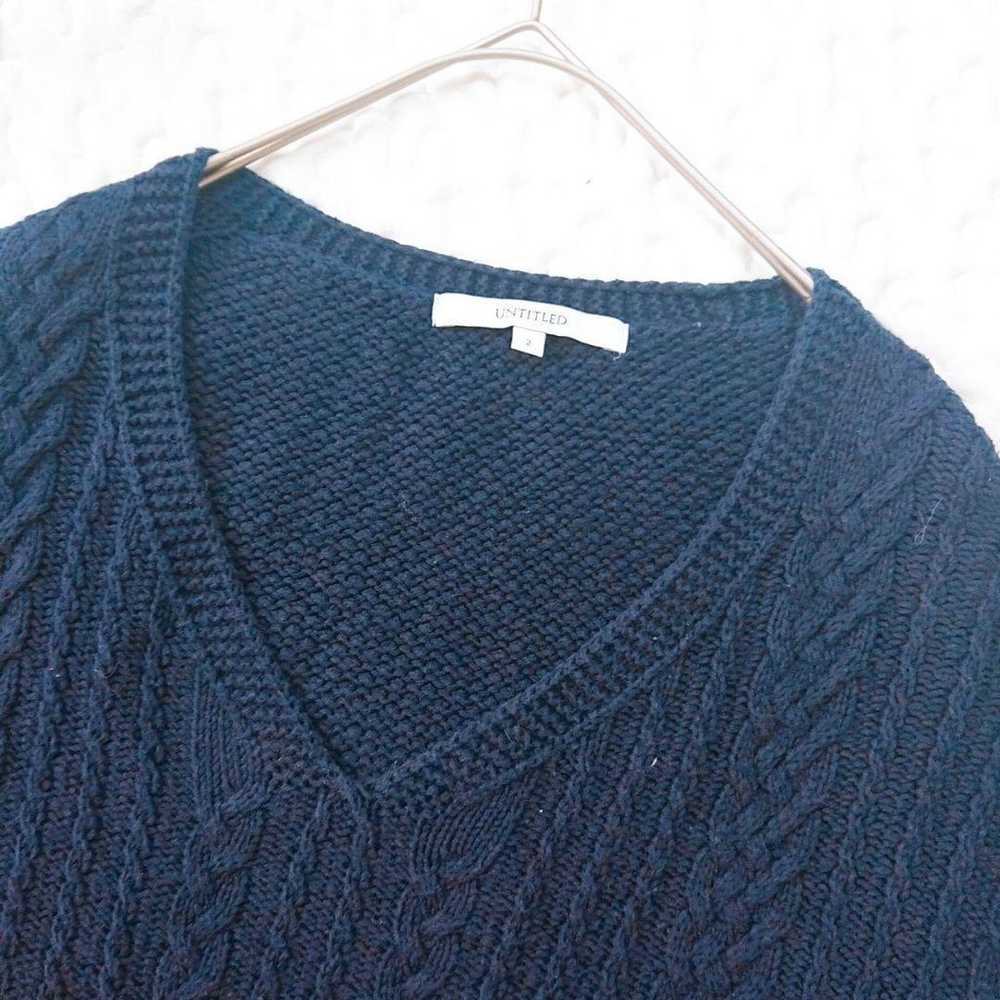 《UNTITLED》Untitled (2) Navy V-neck Knit Pullover - image 2