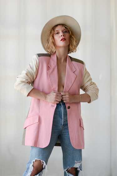 Cool Colorblock Linen Blazer - image 1