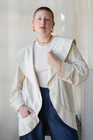 Curvy Oversized Collar Raw Silk Jacket - image 1