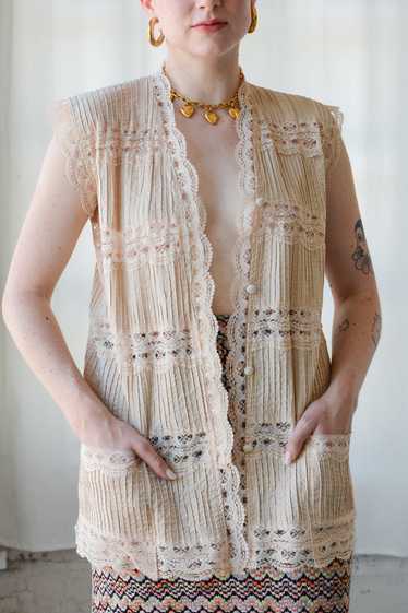 Blush Pintuck Lace 70s Vest