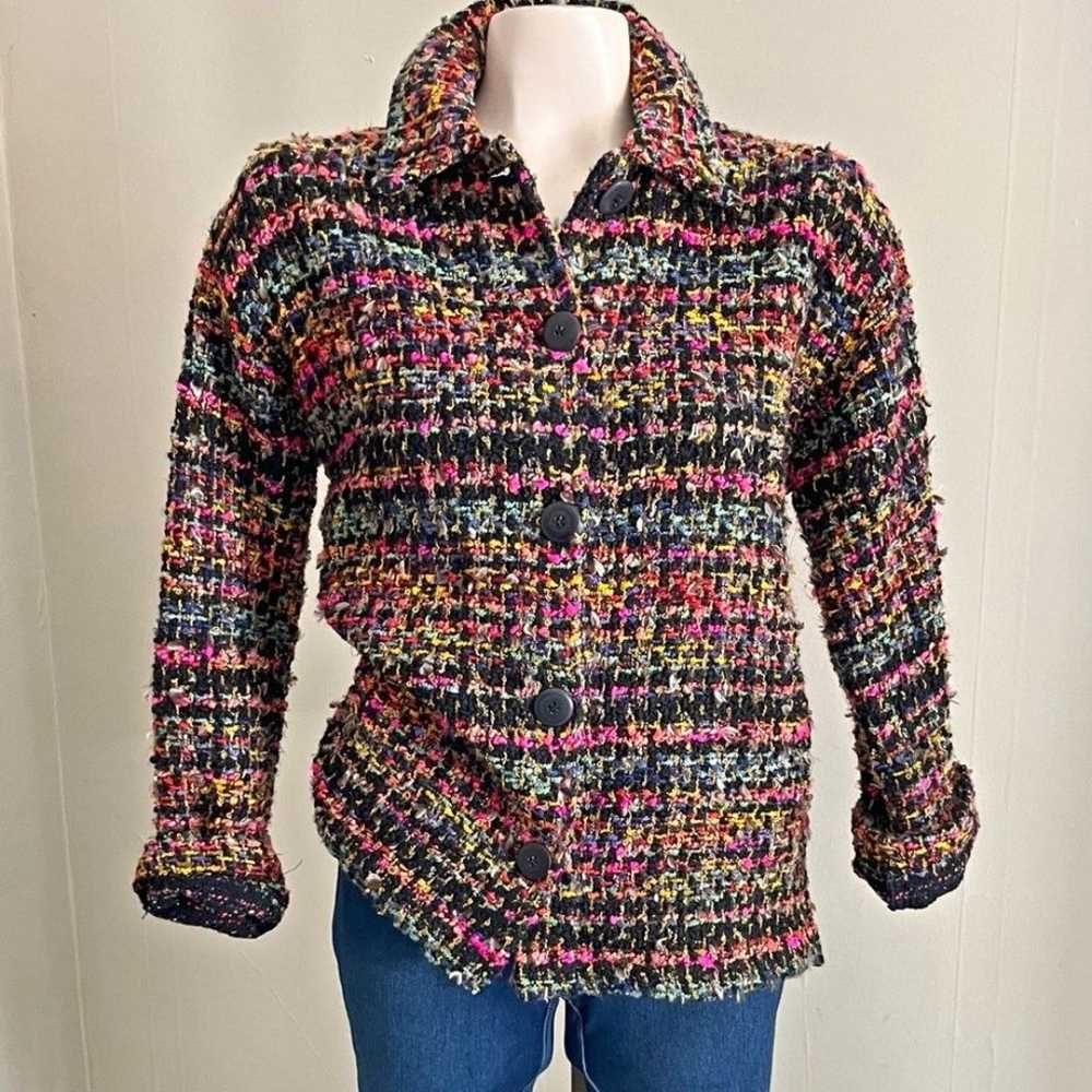 Chicos vintage tweed textured woven unique colorf… - image 8