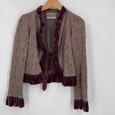 Free People Lace Velvet Cropped Jacket - image 1