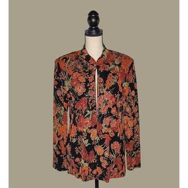 Coldwater Creek Vintage Orange and Black Floral J… - image 1