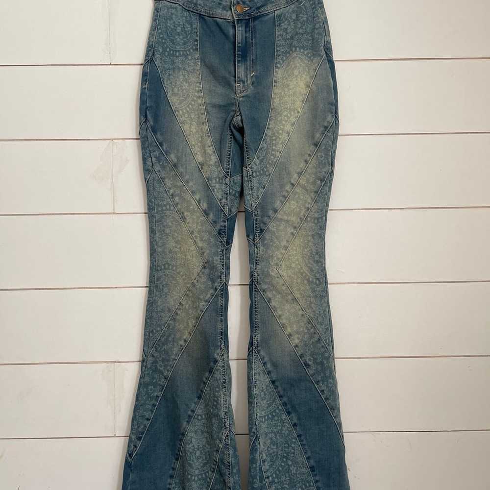 Free people Mermaid Patchwork Flare Jeans - image 3