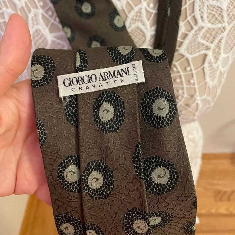 90's Giorgio Armani Cravate Vintage Brown Necktie… - image 2