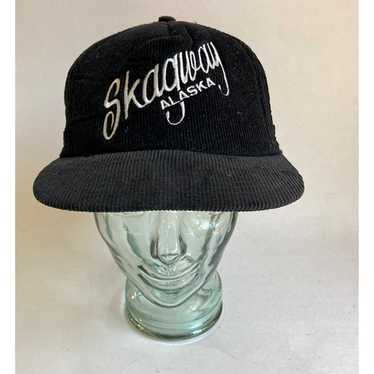 Vintage Skagway Alaska Black Corduroy Hat Snapbac… - image 1