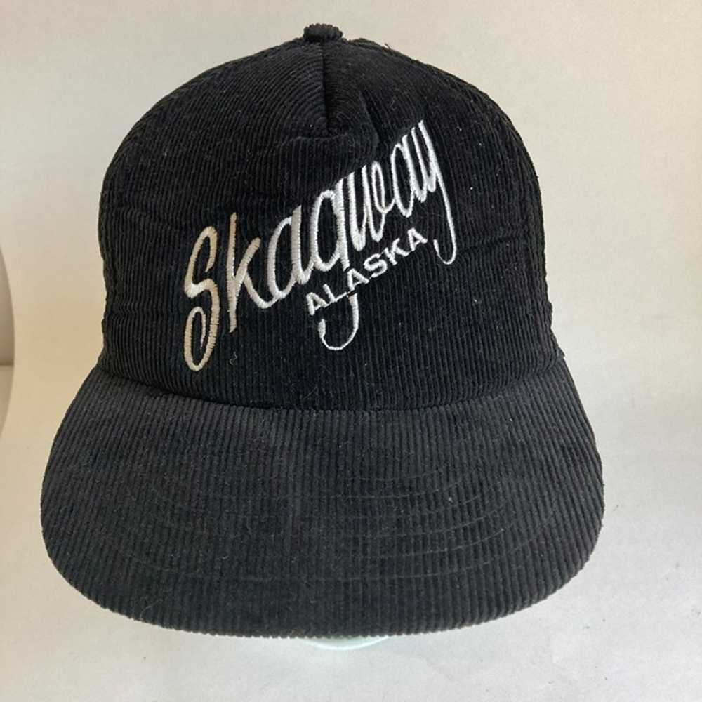 Vintage Skagway Alaska Black Corduroy Hat Snapbac… - image 2