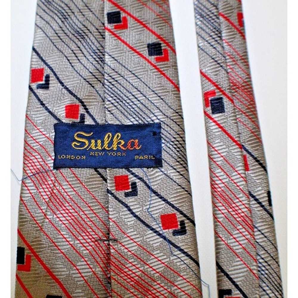 Vintage Sulka Silk Tie Geometric Pattern - image 3