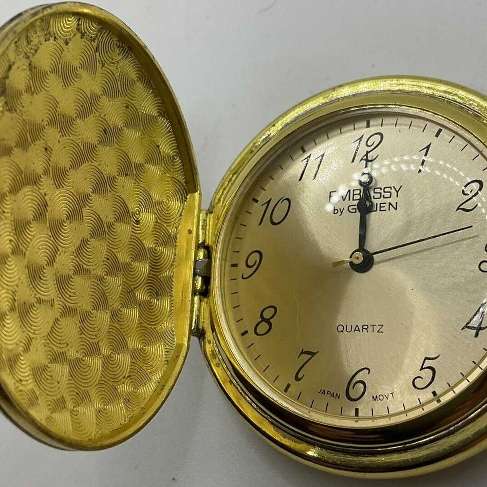 Embassy by Gruen DAD Pocket Watch Gold Tone 45mm … - image 6