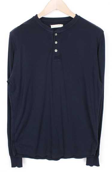 Suitsupply M Navy Blue Cotton Henley Long Sleeved 