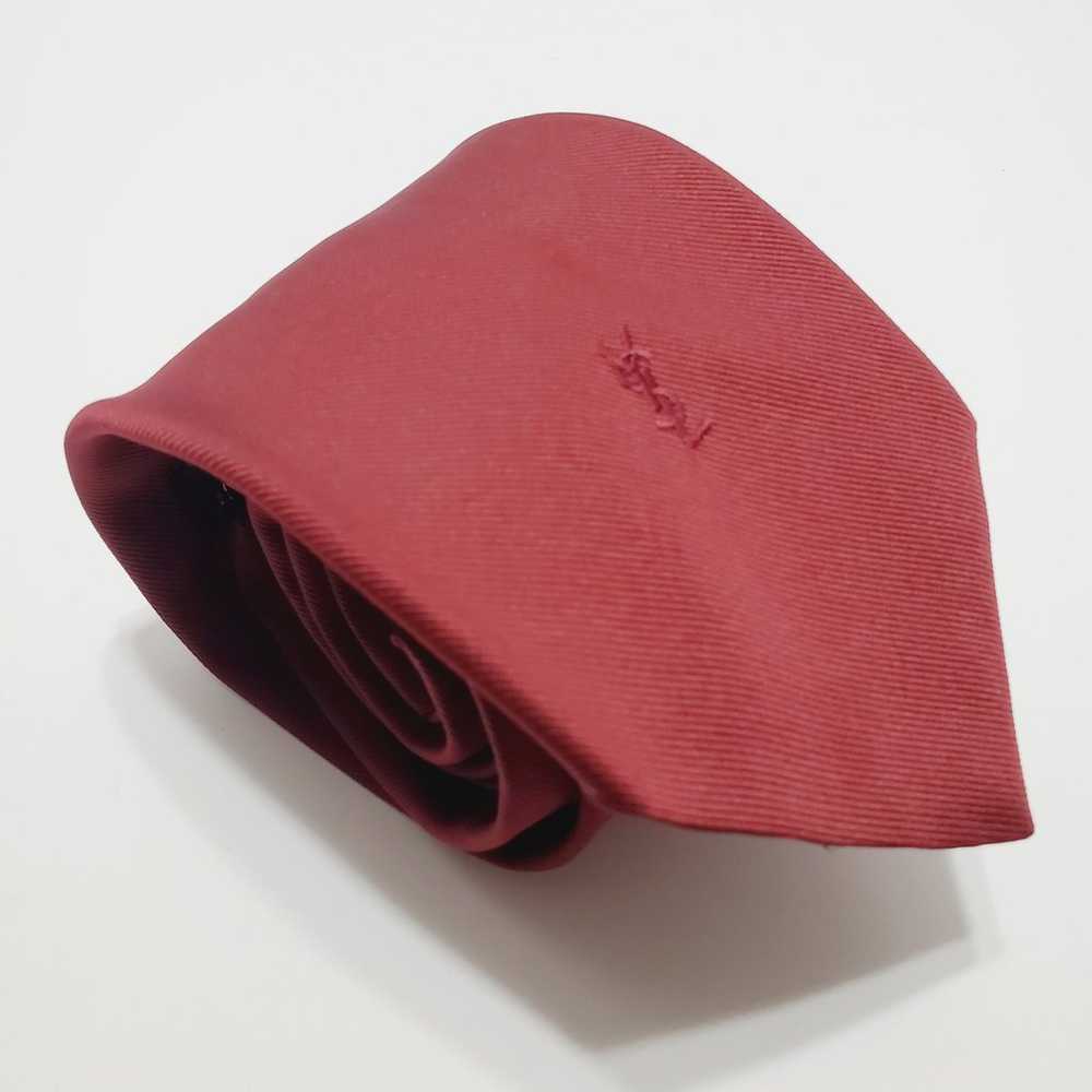 Yves Saint Laurent Necktie 
Solid Red Repp Neck T… - image 1