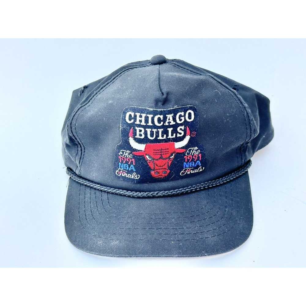 Chicago Bulls 1991 NBA Finals Hat Black Bull Head… - image 1