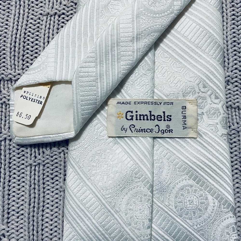 Vintage Gimbels white paisley tie - image 3