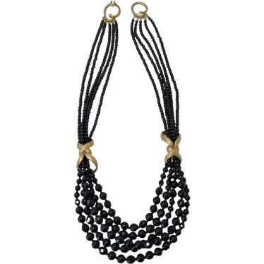 Oscar de la Renta Necklace, 5 Strands, Jet Black … - image 1