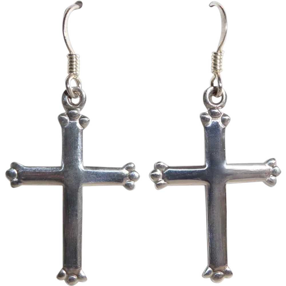 Sterling Silver Cross Earrings - image 1