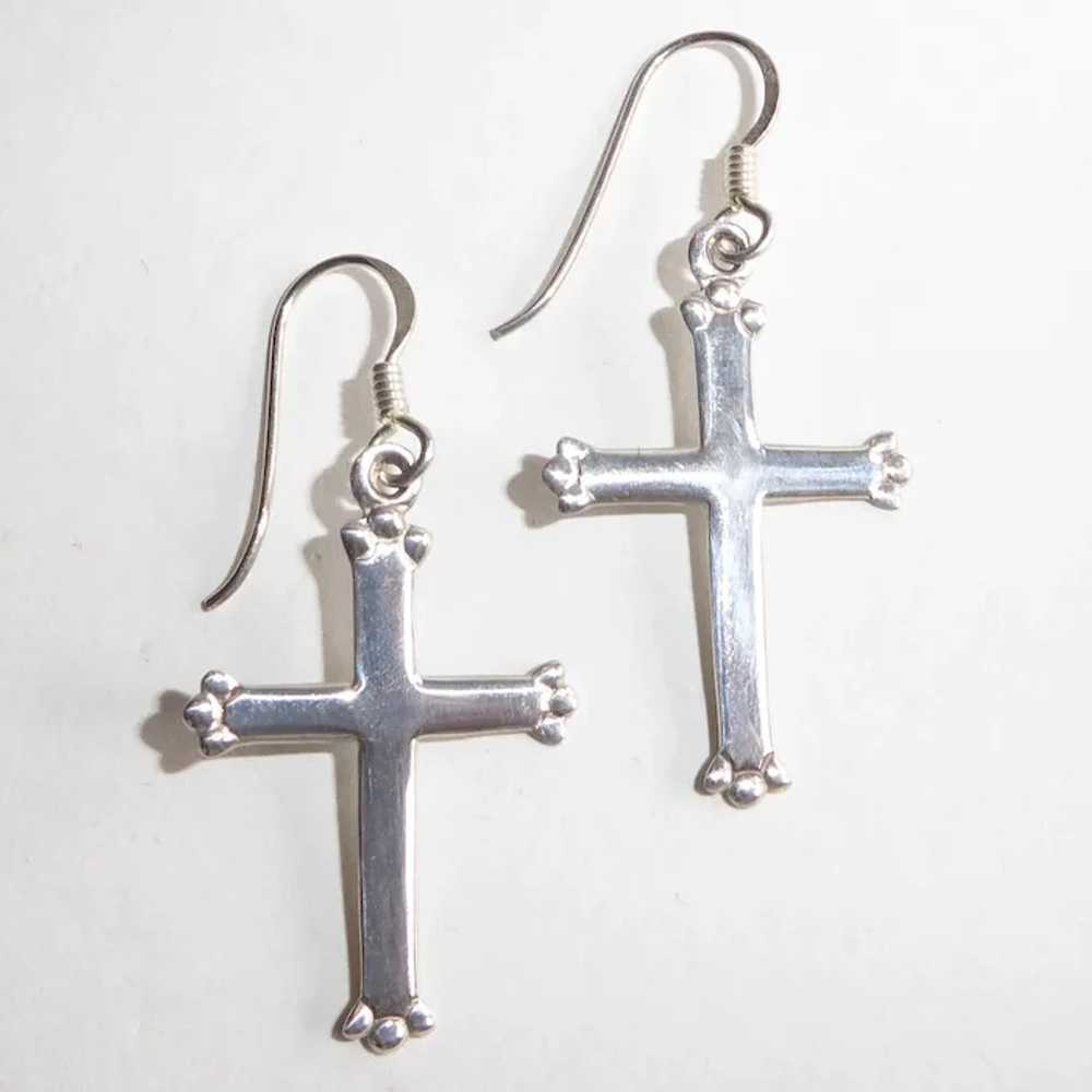 Sterling Silver Cross Earrings - image 2