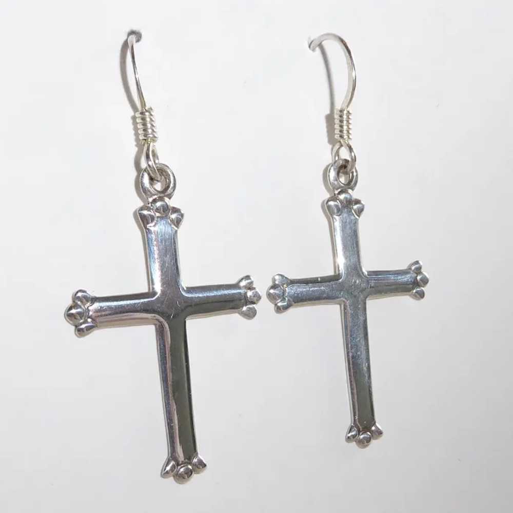 Sterling Silver Cross Earrings - image 3