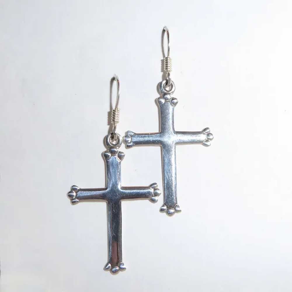 Sterling Silver Cross Earrings - image 4