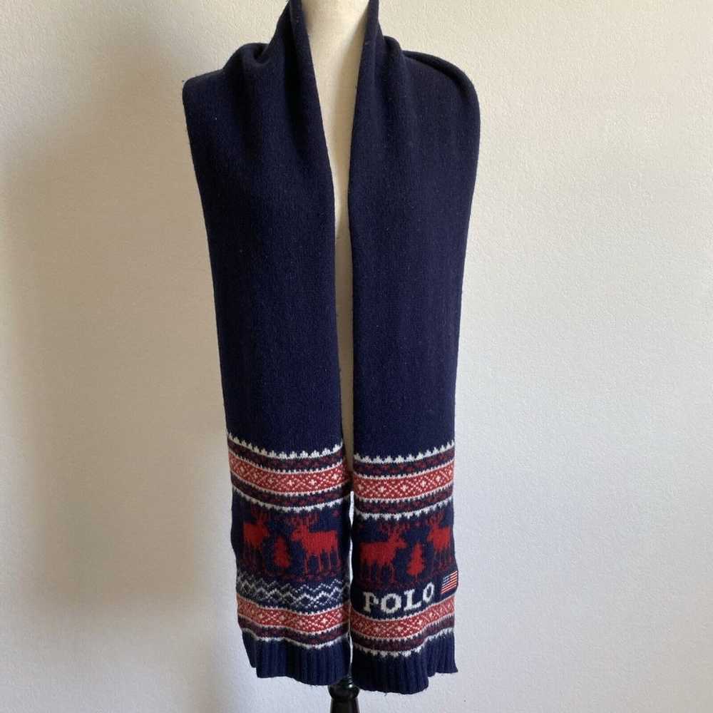 Vintage Polo Ralph Lauren Wool Scarf Navy Fair Is… - image 1