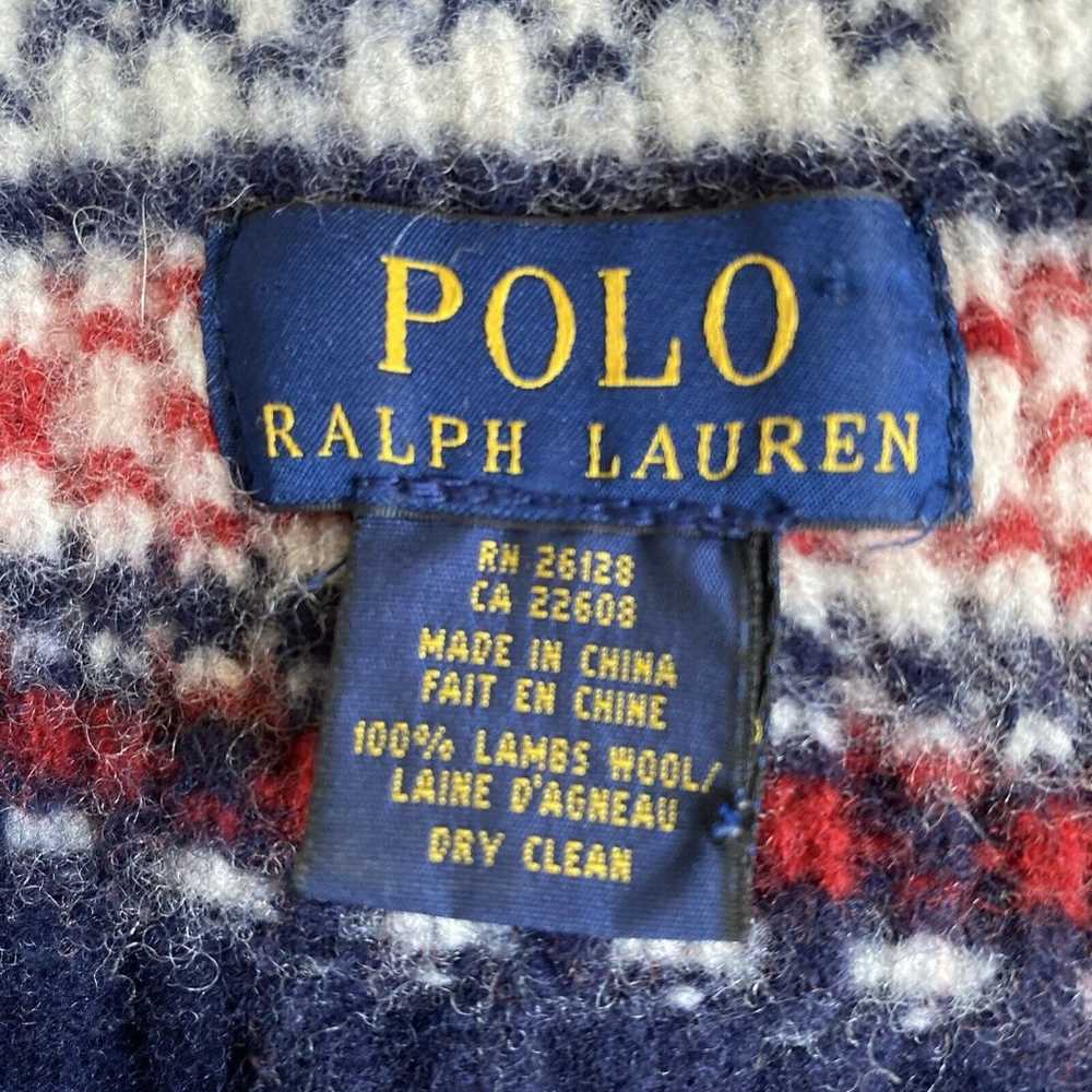 Vintage Polo Ralph Lauren Wool Scarf Navy Fair Is… - image 7