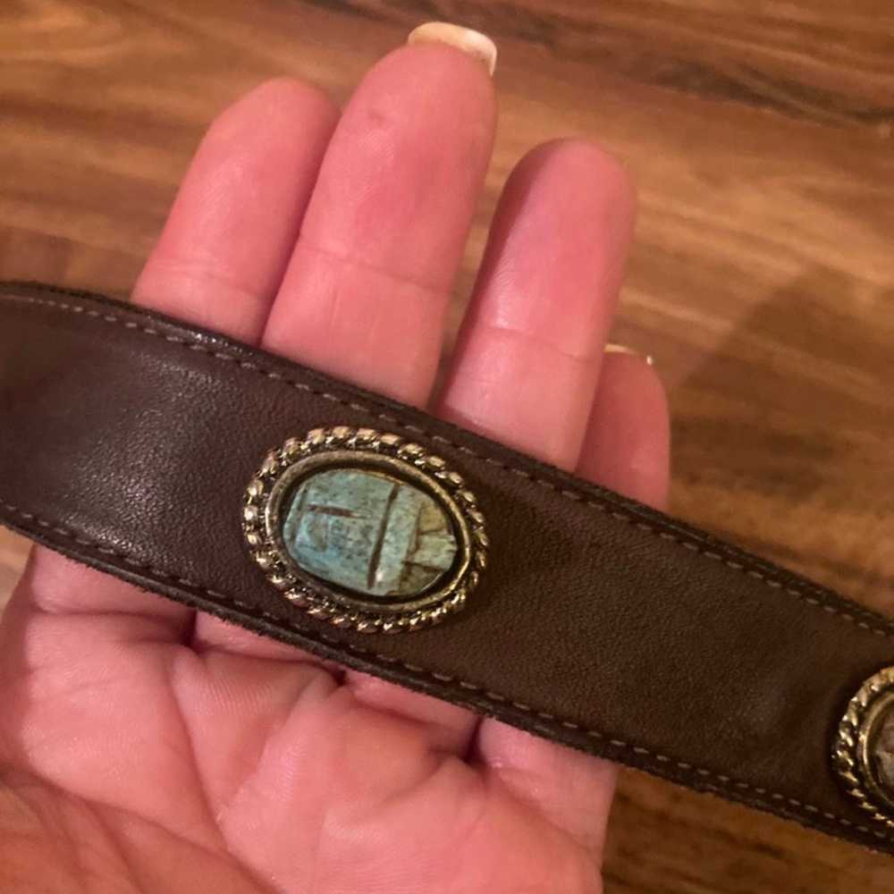 Faux (?) leather and turquoise belt - image 6