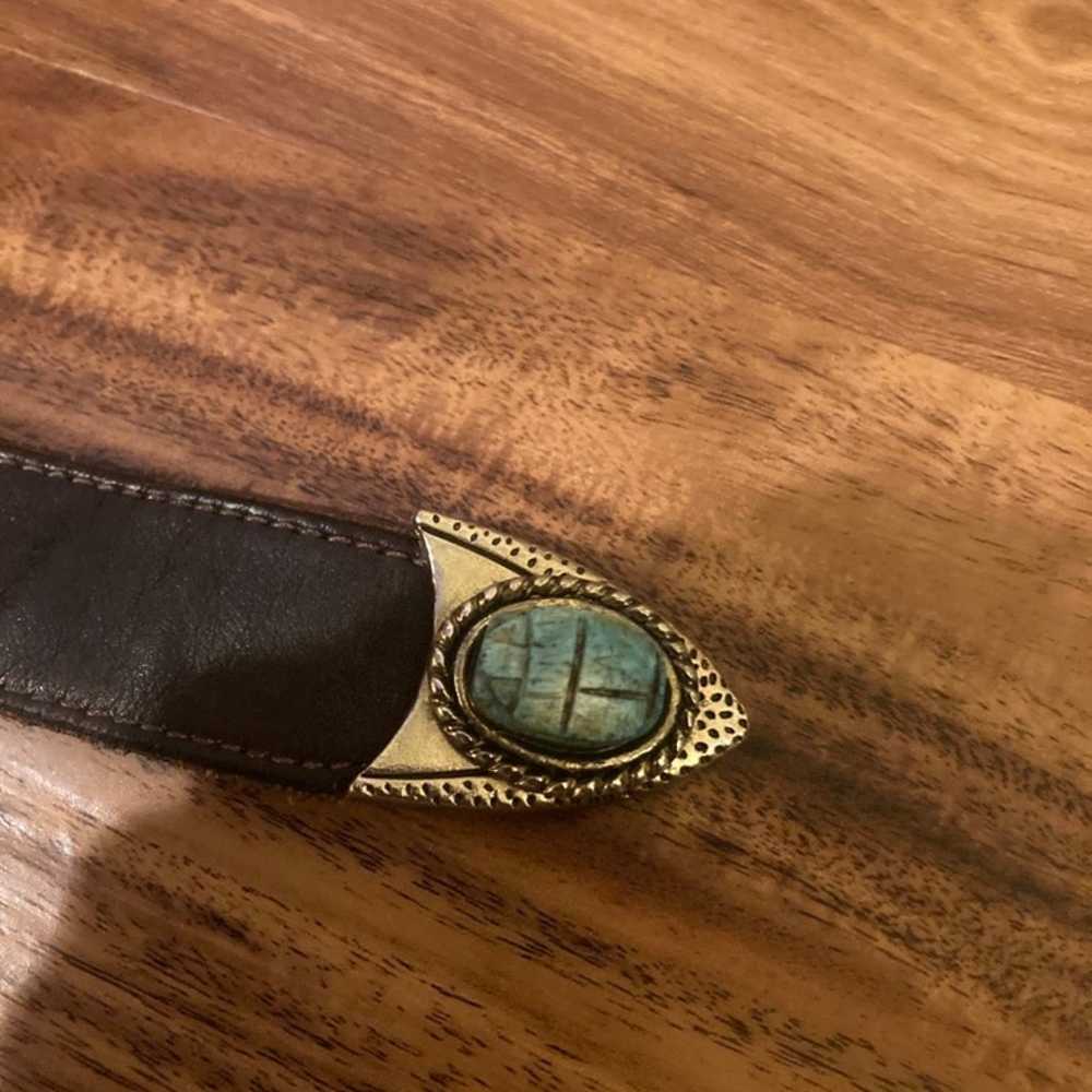 Faux (?) leather and turquoise belt - image 7