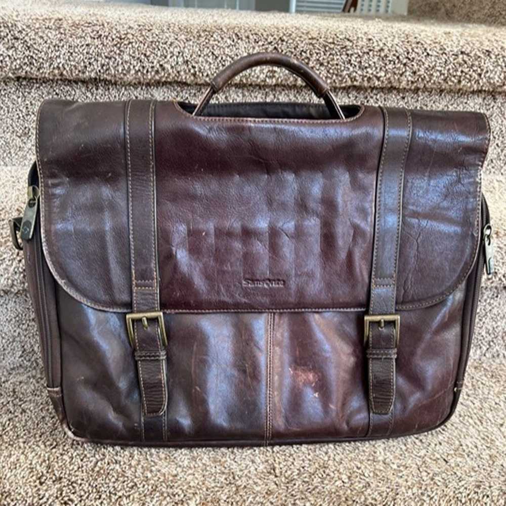 Samsonite Burgundy Large Leather Vintage Laptop B… - image 1