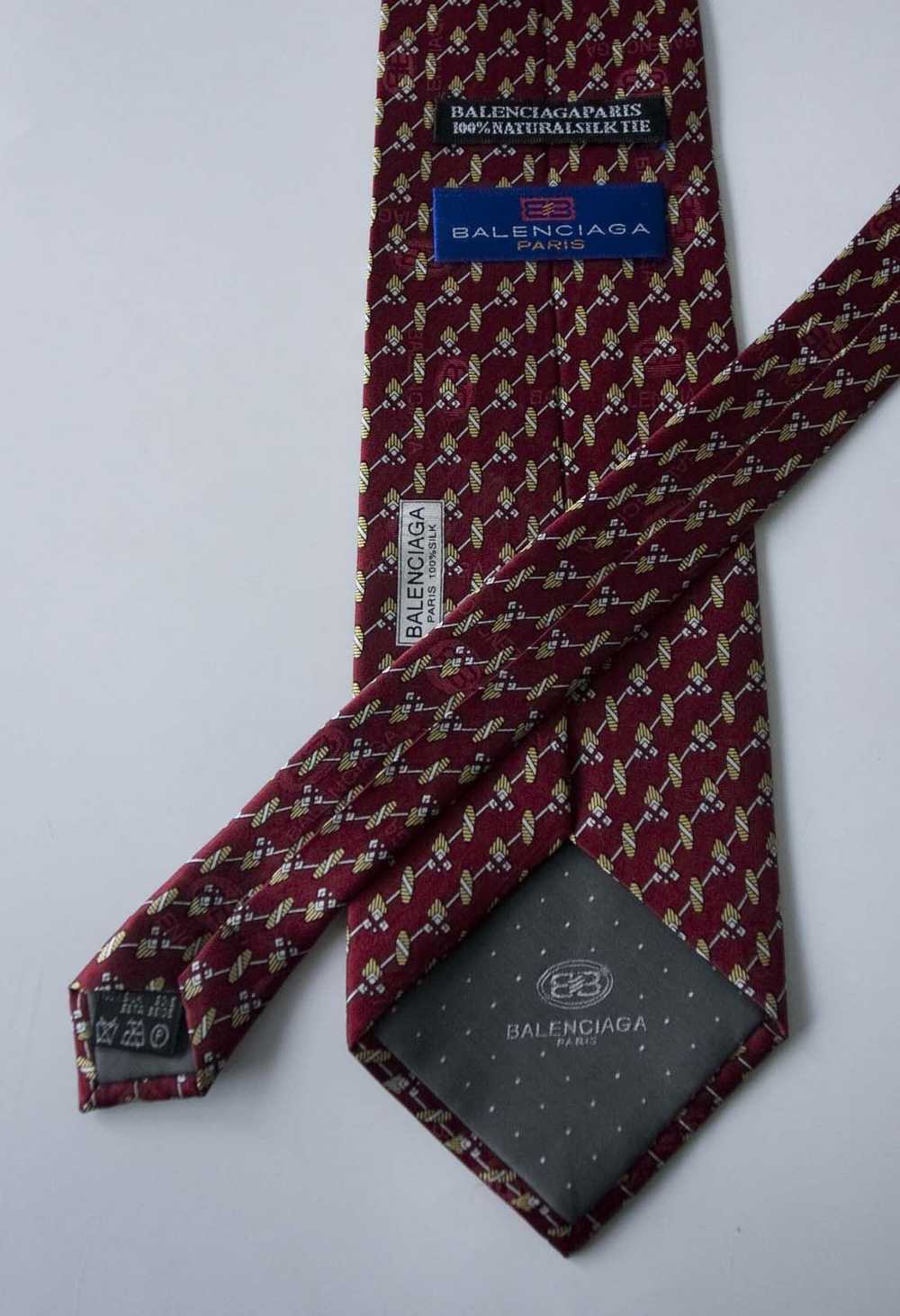 Balenciaga × Vintage Balenciaga Tie Dark Red/ Bro… - image 2