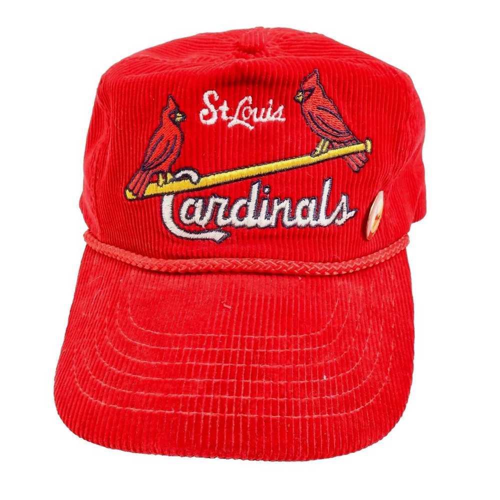 ST Louis CARDINALS Red Corduroy Snapback Hat Vint… - image 1