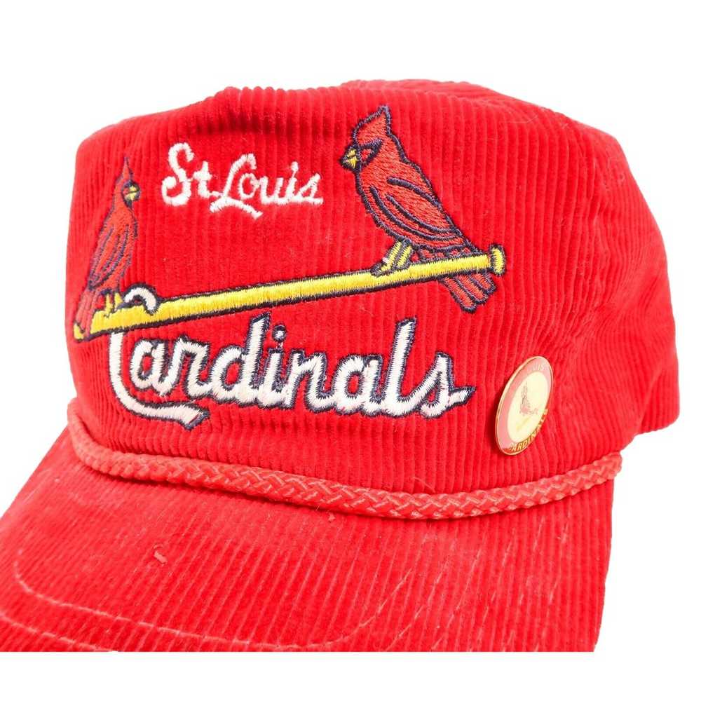 ST Louis CARDINALS Red Corduroy Snapback Hat Vint… - image 2