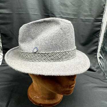 Vintage Grey Tweed Masonic Temple Fedora Hat Size… - image 1