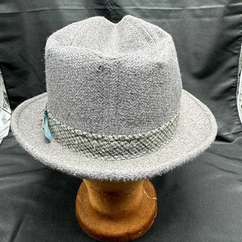 Vintage Grey Tweed Masonic Temple Fedora Hat Size… - image 4