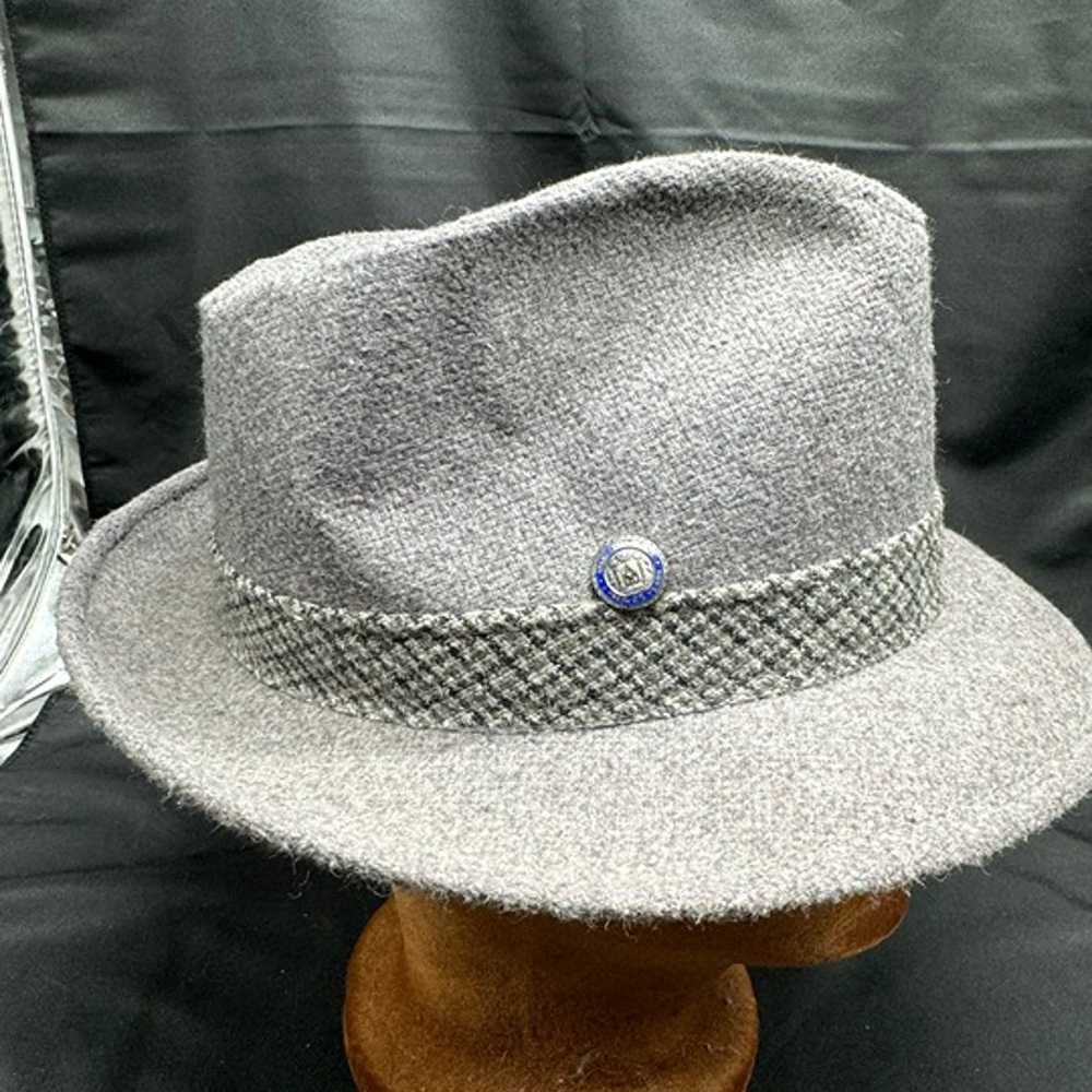 Vintage Grey Tweed Masonic Temple Fedora Hat Size… - image 5